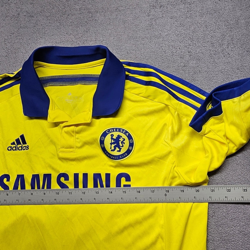 Chelsea 2014-15 Away FC Eden Hazard Jersey Men L Yellow Adidas Samsung Climacool - Picture 3 of 11